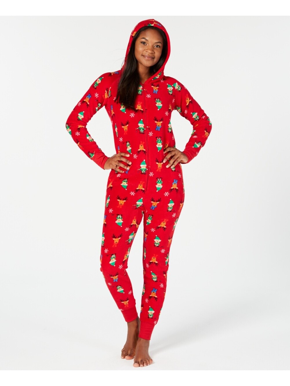 Family Pajamas Womens Matching Womens Elf Hooded One Piece Size 2XL